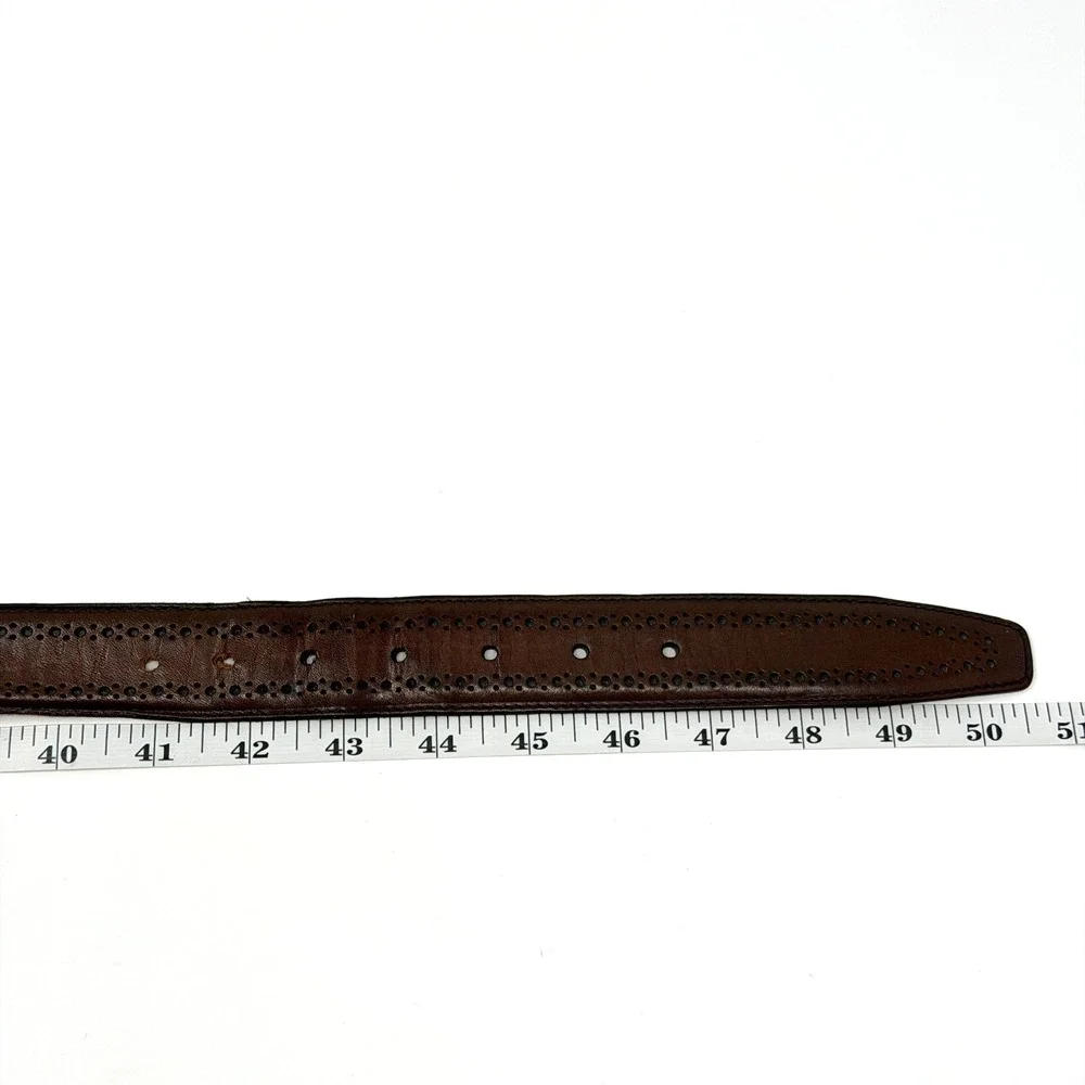 Allen Edmonds Manistee Leather Dress Belt Brogue‎ Brown USA Mens Size 42